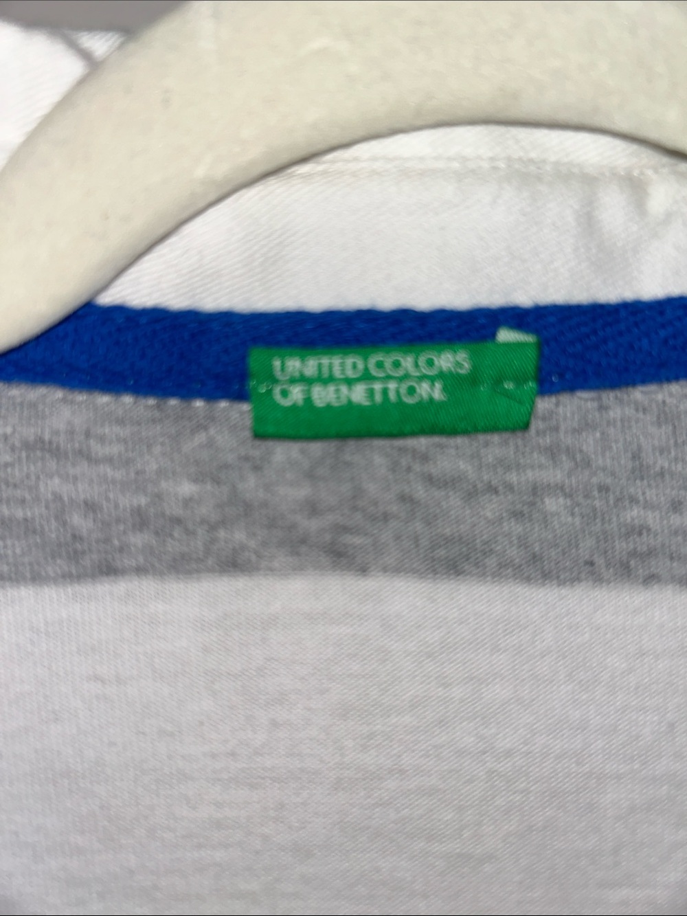 United Colors Of Benetton Grey & White Striped Polo - Picture 2 of 4
